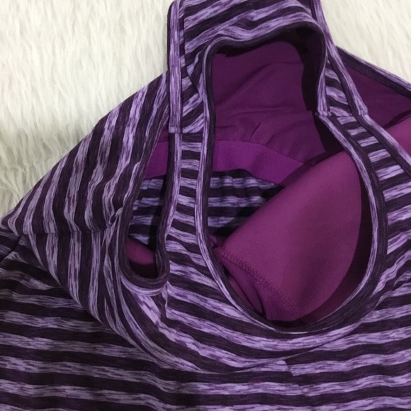 Athleta women’s purple striped athletic fitness yoga running bra top siz… - Picture 5 of 6